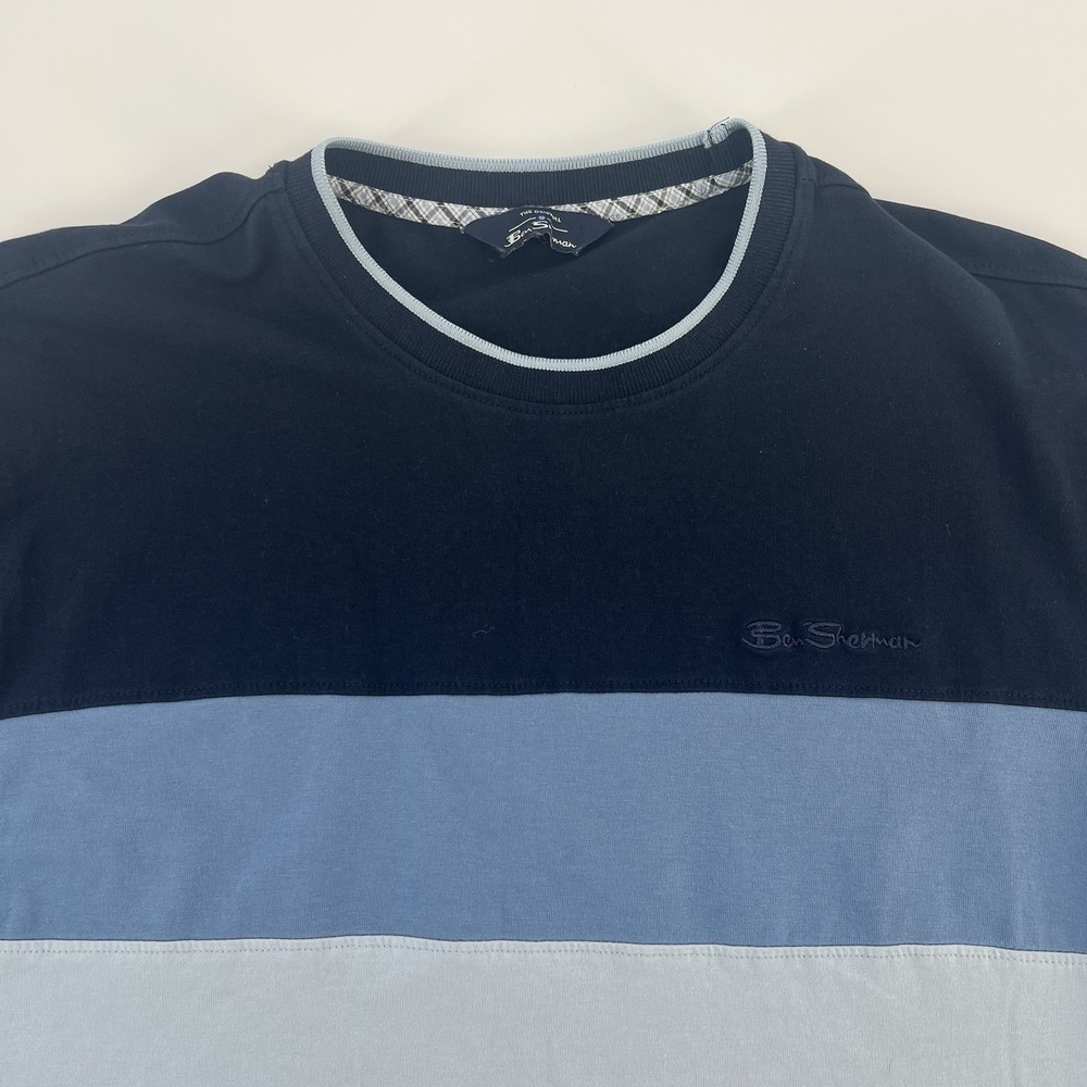 Ben Sherman Shirt Men's Size M Medium Color‎ Block Blue Short Sleeve Crew Neck